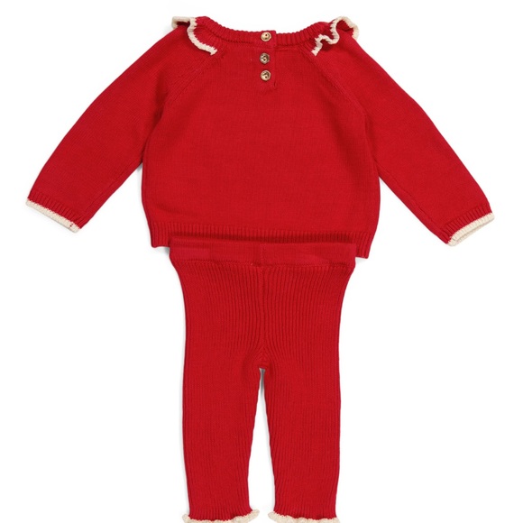TAHARI Infant baby Girls Sweater Set With Hat 18 and 24 mos Christmas red - Picture 2 of 8